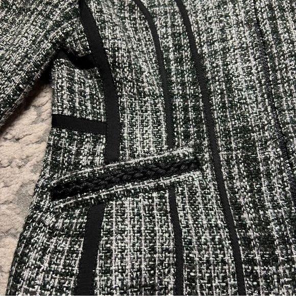 EXPRESS VTG Tweed Metallic Plaid Black Silver Jacket Coat Women's Size Small - Picture 7 of 11
